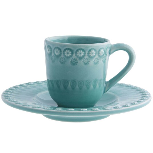 Bordallo Pinheiro Fantasy Kaffekopp Med Tallerken Turkis