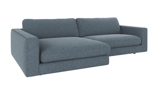 Rowico Home Duncan 3 seters sofa med sjeselong V Middels blå Bobby 15 258 x 150 x 78 cm Blå