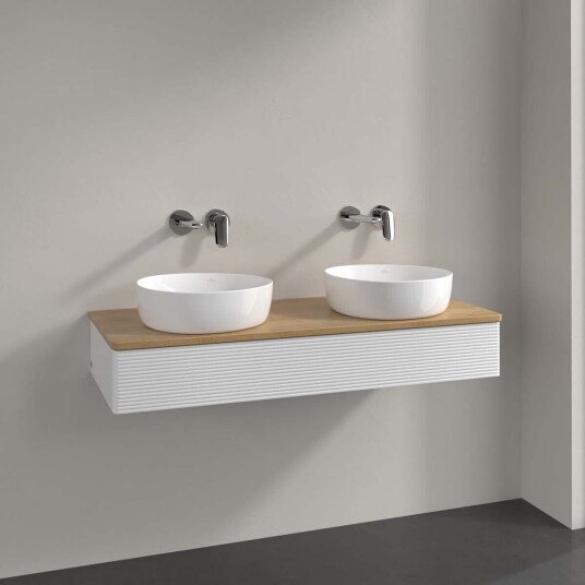Villeroy & Boch Antao Servantskap med 1 skuff 120x50x19 cm m/lys Hvit Blank/Eik Villeroy & Boch Antao Servantskap med 1 skuff 120x50x19 cm m/lys Hvit Blank/Eik