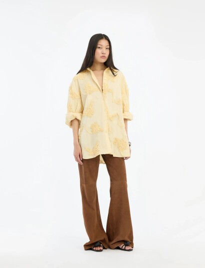 ROTATE Birger Christensen Flower Oversized Shirt Yellow 42