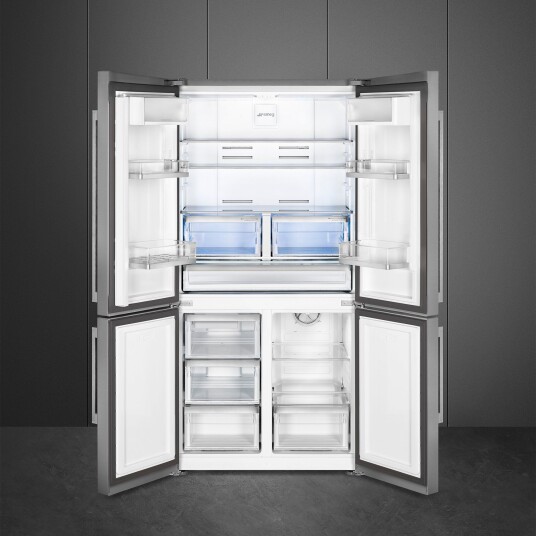 Smeg French Door Kombiskap med LED-display 92 cm Rustfritt Stål