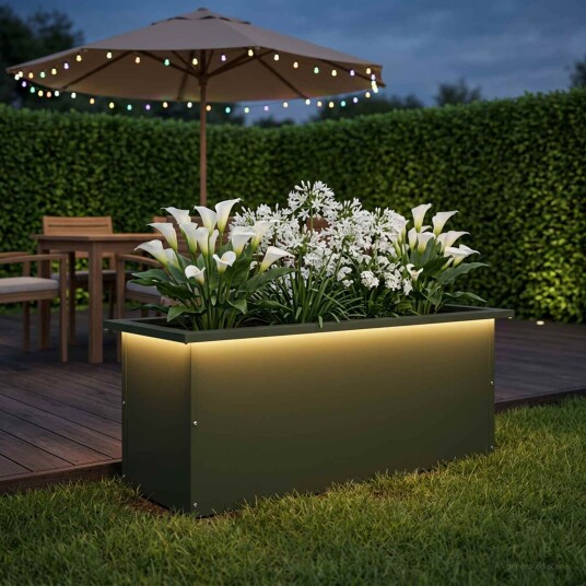 vidaXL Hageplantekasse med LED Olivengrønn 30 x 80 x 30 cm Stål