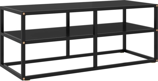vidaXL TV benk svart med svart glass 140x40x40 cm