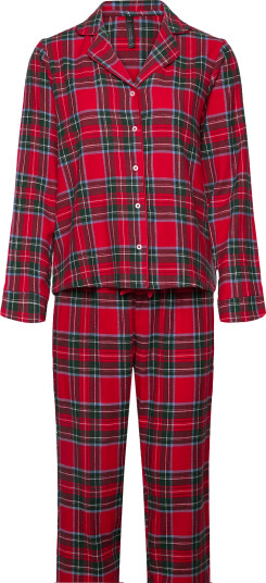 Hunkemöller Pj Ls Flannel Twill Check - Red - XXL