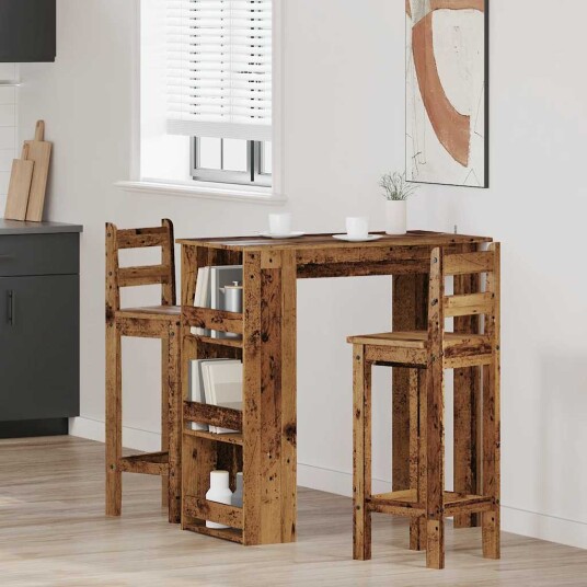  Barbord med oppbevaring gammelt tre 102x50x103,5 cm 8721158441119