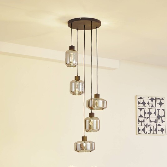 Lindby hengelampe Hildur Ø 35 cm røykgrå glass E27 Lindby hengelampe Hildur Ø 35 cm røykgrå glass E27