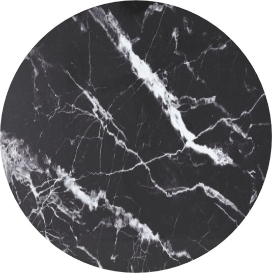 Bordplate svart Ø70x0,8 cm herdet glass med marmor design