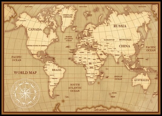 Vintage World Map Plakat Plakat / 100x150cm Vintage World Map Plakat Plakat / 100x150cm