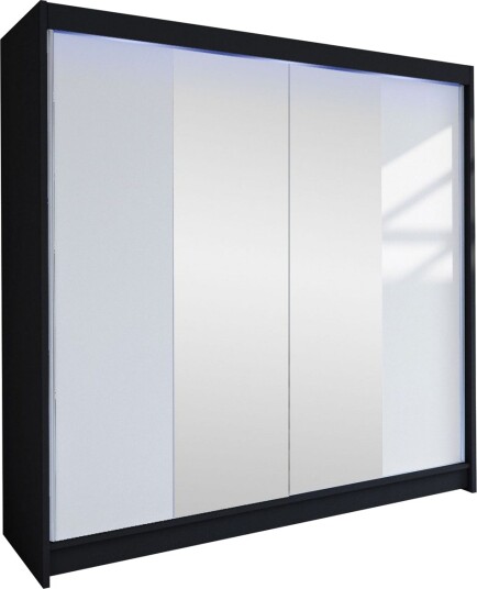 Canderbury Garderobe Med Speil 180x215 cm - Svart Og Hvitt