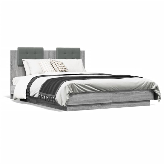  Sengeramme med hodegavl grå sonoma 120x190 cm konstruert tre 8721012277014