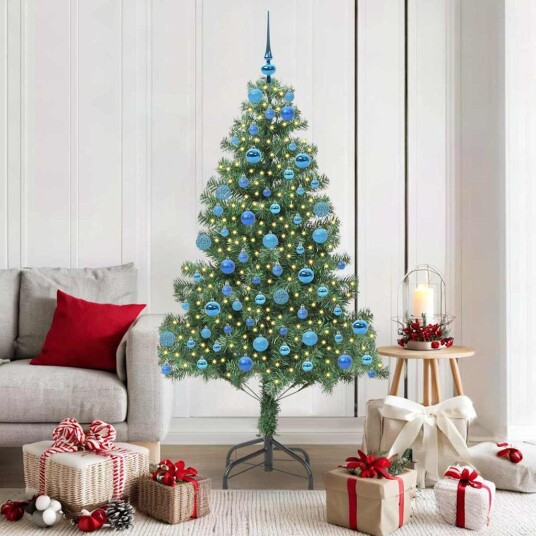  Juletre med 300 LED med stativ grønn 180 cm PVC