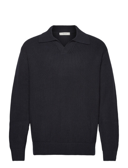 Selected Slhdry Ls Knit Relaxed Open Polo - Navy - XXL