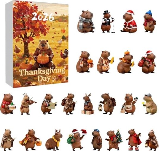 2026 Capybara adventskalender 24 dagers nedtelling til jul med minipynt