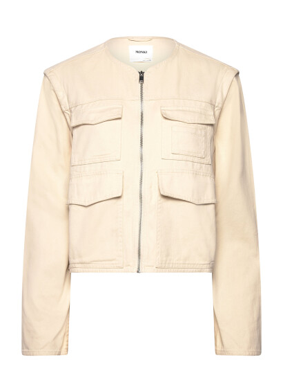 Monki Detachable Sleeve Cotton Jacket - Beige - XS Monki Detachable Sleeve Cotton Jacket - Beige - XS