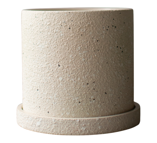Dbkd Grow krukke Ø13 cm med fat Creme structure