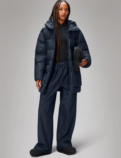Rains Alta Long Puffer Cargo Jacket Blå S