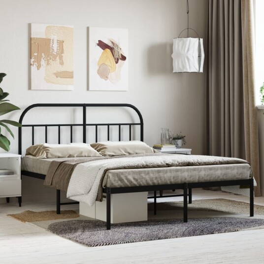 vidaXL Sengeramme i metall med sengegavl svart 140x200 cm vidaXL Sengeramme i metall med sengegavl svart 140x200 cm
