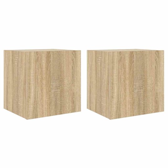  Vegghengte TV-benker med LED 2 stk sonoma eik 40,5x35x40 cm 837251