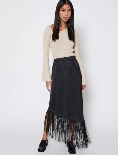 NORR Gili Fringe Skirt Black 38