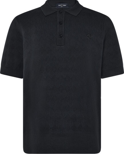 Fred Perry Pointelle Knitted Shirt Navy S