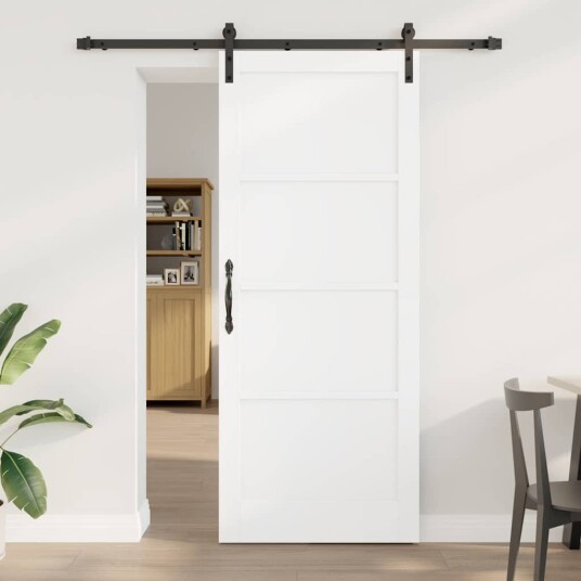 vidaXL skyvedør med utstyrspakke Hvit 86x211 cm Solid tre Furu