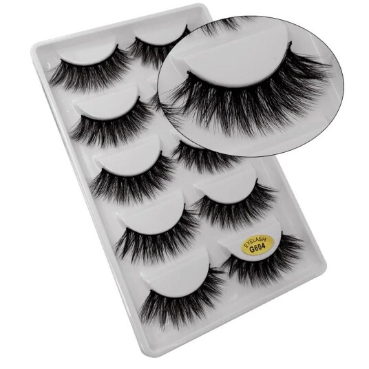 5-par lösögonfransar 3D faux mink G604
