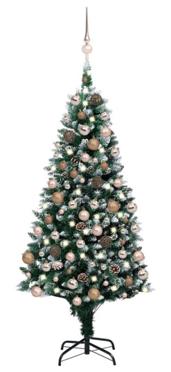 vidaXL Kunstig juletre med LED og kulesett og kongler 180 cm
