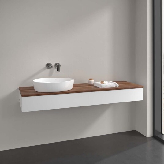 Villeroy & Boch  Antao Servantskap med 2 skuffer 160x50x19 cm m/lys Hvit Matt/Valnøtt