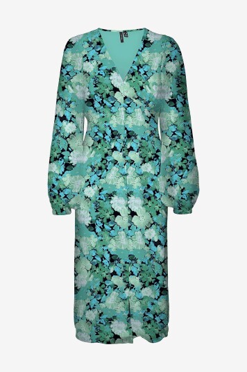 Vero Moda Maxikjole vmSmilla LS V neck Ankle Dress Wvn Svart