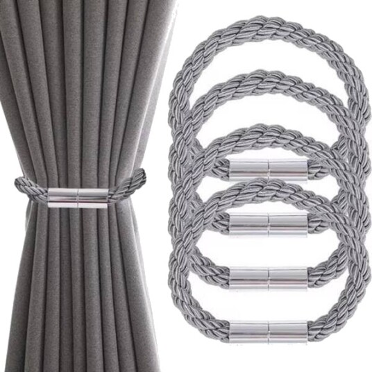 Gardinbånd med spenne 2/4 pakning uten boring magnetiske gardinbånd grå 4 stk.