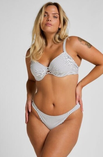 Hunkemöller Highleg Bikinibukse Stripes Hvit