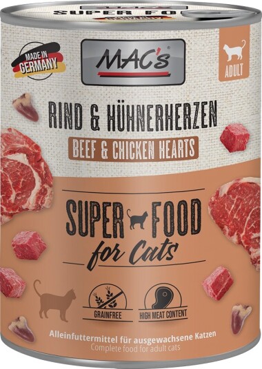 Mac'S Våtfôr Mac´S Cat Storfekjøtt & Kyllinghjerter 24 X 800 G