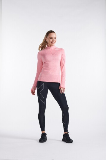 2xu Women's Ignition 1/4 Zip Pink Glow/white Reflective XL