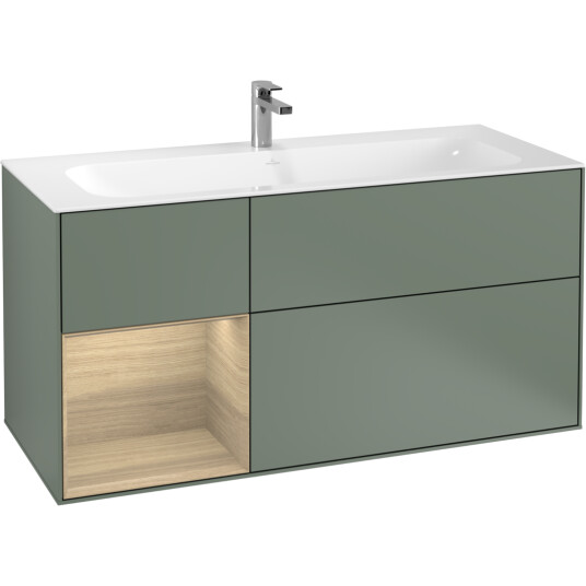 VILLEROY & BOCH FINION SERVANTSKAP 120 OLIVEN MATT LAKK M/LYS, VENSTRESTILT EIKEFINÉR HYLLE