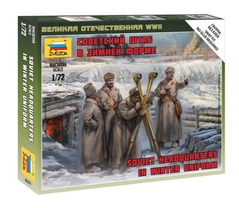 Zvezda 1/72 Soviet Headquarters in Winter Uniform Snap Kit