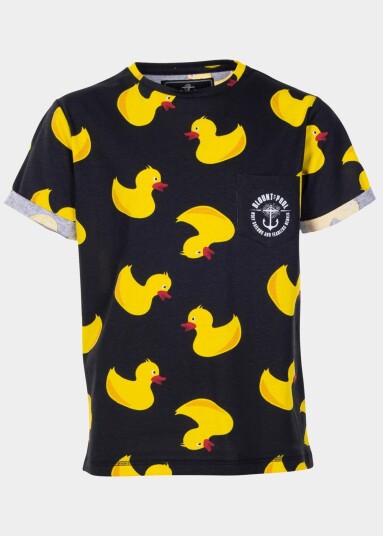 Tropical Pocket Tee Jr Black Yellow Duck 120  Strandklær