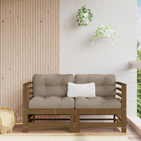  Utendørs hjørnesofaer 2 stk honningbrun heltre furu 825635