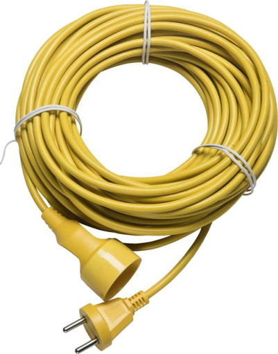 Gripo skjøteledning uten jord, gul, 20 meter Yellow