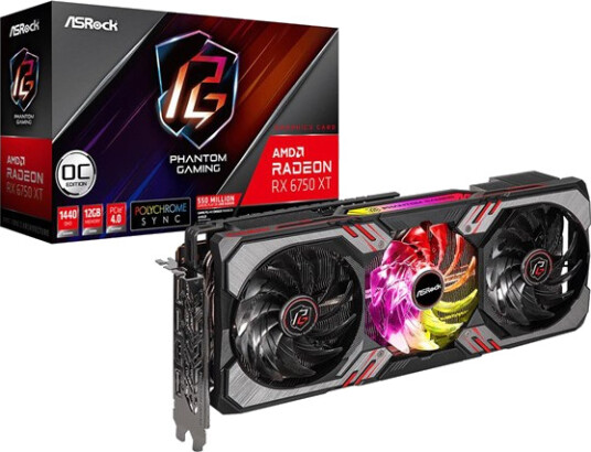 ASRock Radeon RX 6750 XT Phantom Gaming D OC - 12GB GDDR6 RAM - Grafikkort