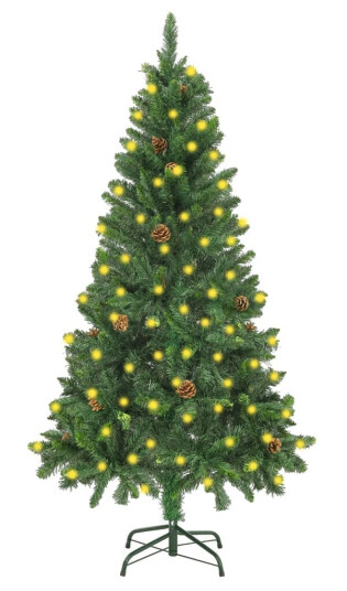 vidaXL Kunstig juletre med LED og furukongler grønn 150 cm