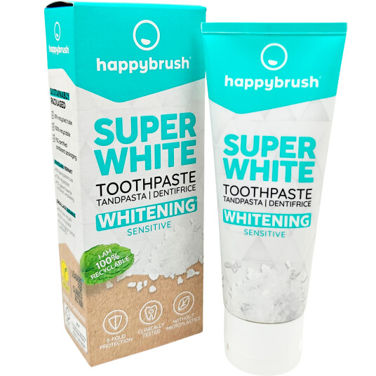 Whitening Tannkrem HAPPYBRUSH Superwhite Sensitive 75 ml Whitening Tannkrem HAPPYBRUSH Superwhite Sensitive 75 ml