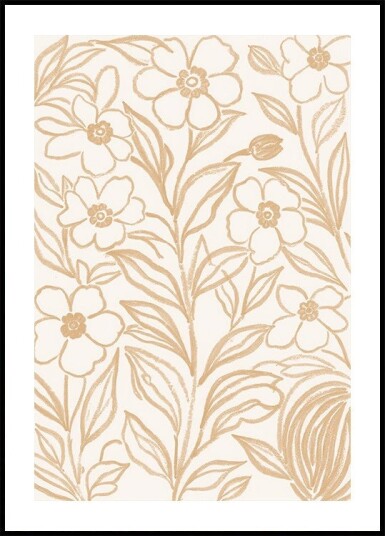Beige Botanical Blooms Plakat Plakat / 70x100cm