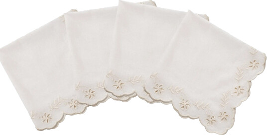 Pick a Poppy Lace bomullsserviett Offwhite 4 pakning 45x45 cm