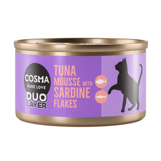 Cosma Duo Layer 6 X 70 G Tunfiskmousse Med Sardinbiter