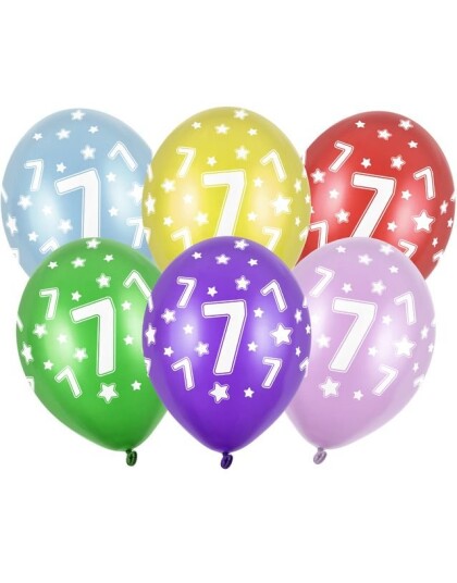 7 Tallet Flerfargede Ballonger30 cm