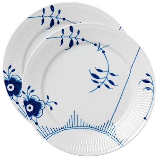 Royal Copenhagen Blå Mega Riflet tallerken 2x27 cm
