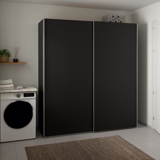 LIND NEST SKYVEDØRSGARDEROBE 200X220X67CM SORT