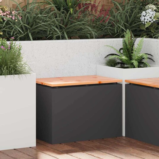 vidaXL Hagebenk Svart 60 x 40 x 43 cm Solid Douglas Tre og Stål