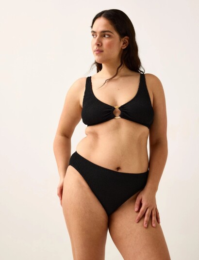 Lindex Crinkled Bikini Bottom   Black   XL