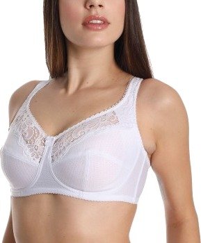 sassa BH Classic Soft Bra With Lace Hvit polyamid B 85 Dame